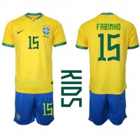 Dres Brazil Fabinho #15 Domaci za djecu SP 2022 Kratak Rukav (+ kratke hlače)